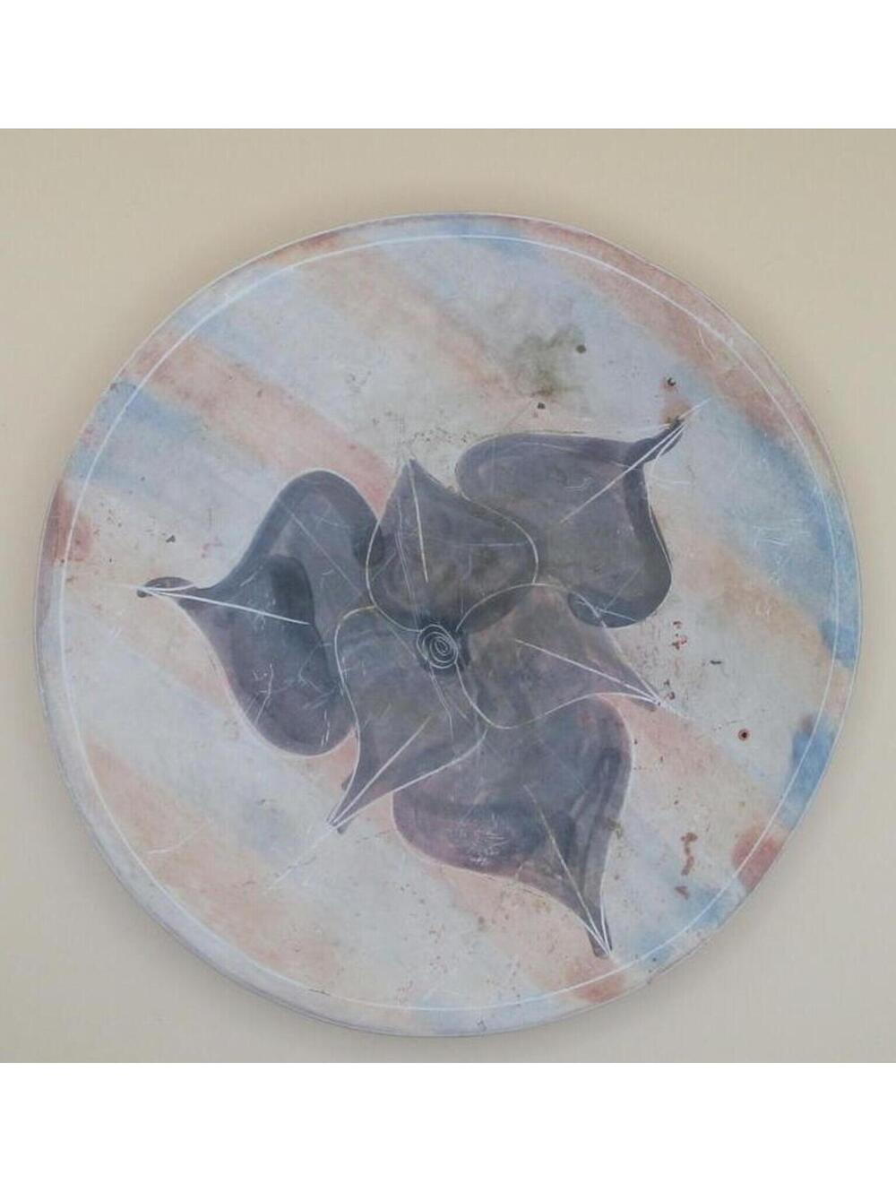 African Kenyan etched and stained soapstone Decorative Plate  8 in